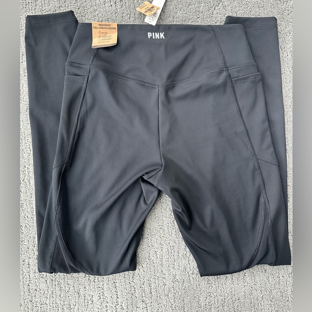PINK/VS black leggings, NWT, size M